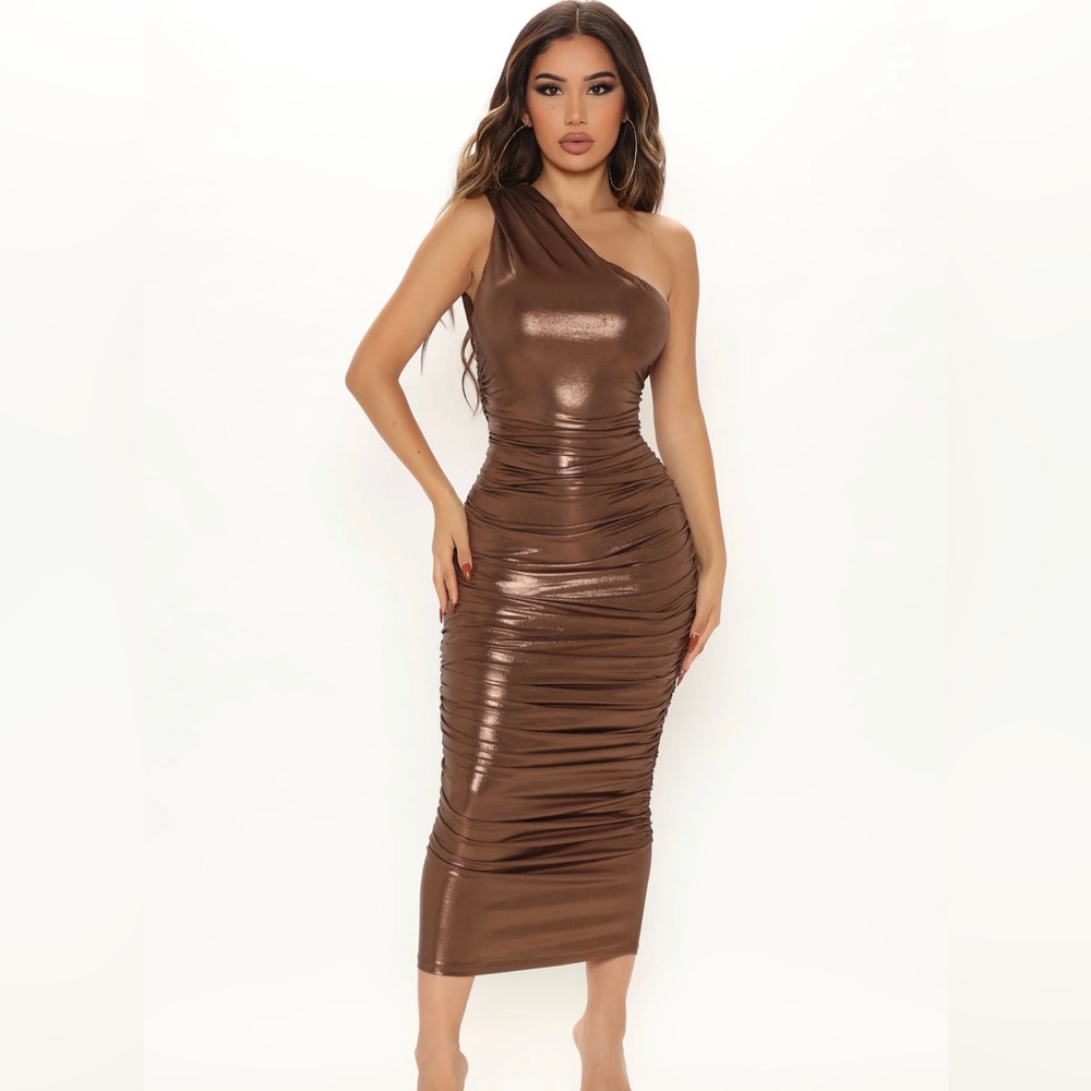 Fashion Nova Metallic Midi Dress